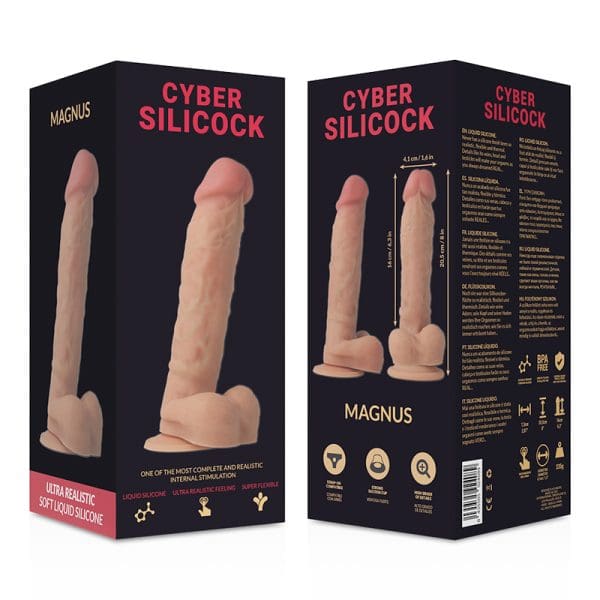 CYBER SILICOCK - STRAP-ON MAGNUS LIQUID SILICONE WITH 3 RINGS FREE 8